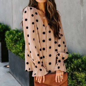 Vici Button Down Pom Blouse